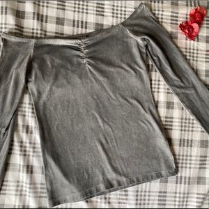 Hollister Grey Off-the-Shoulder Top